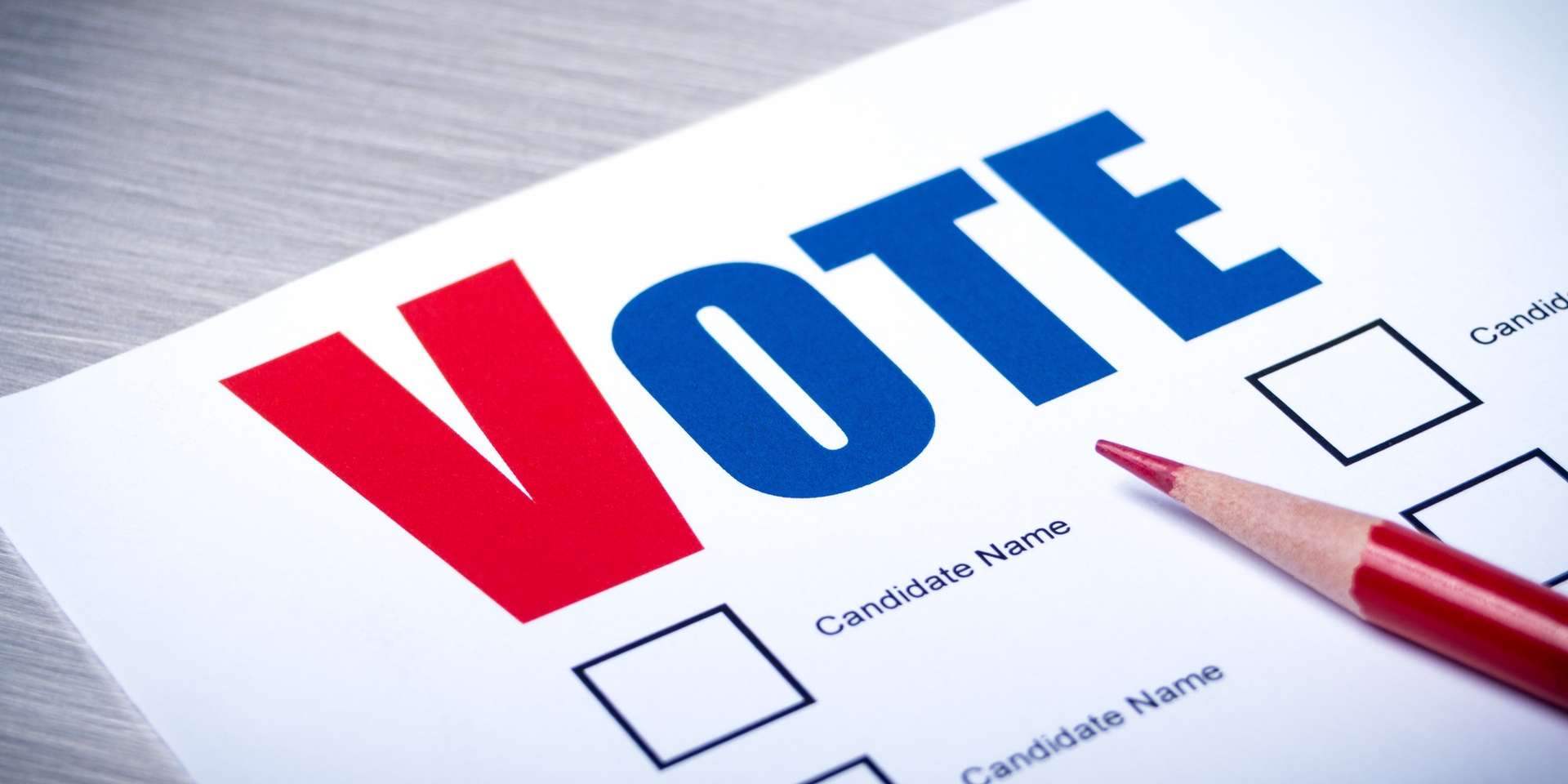 Voting form with red pencil